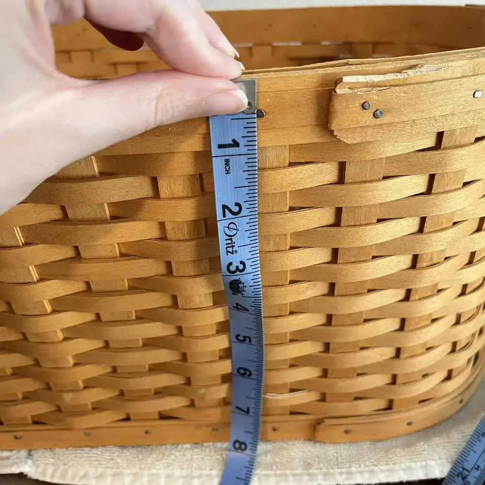 Longaberger Workload Basket Handwoven Storage Signed Wood Wicker USA Decor